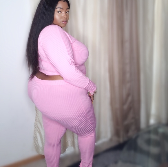 Pink Ribbed 2pc Set - Picture 2 of 5